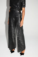 Black And Silver Sequin Charlie Pants Made In Italy