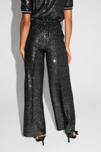 Black And Silver Sequin Charlie Pants Made In Italy