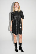 Black And Silver Sequins Alix Dress, Made In Italy