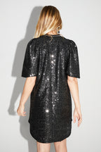 Black And Silver Sequins Alix Dress, Made In Italy