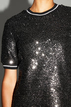 Blusa De Lentejuelas Poppy Negro Plata Made In Italy
