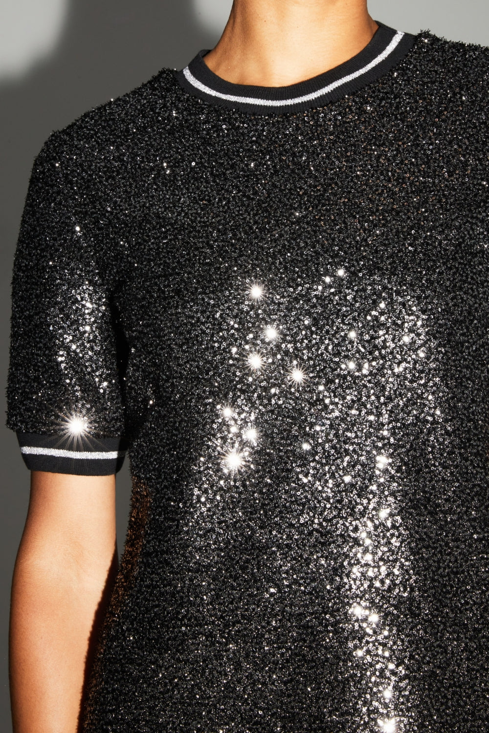 Blusa De Lentejuelas Poppy Negro Plata Made In Italy