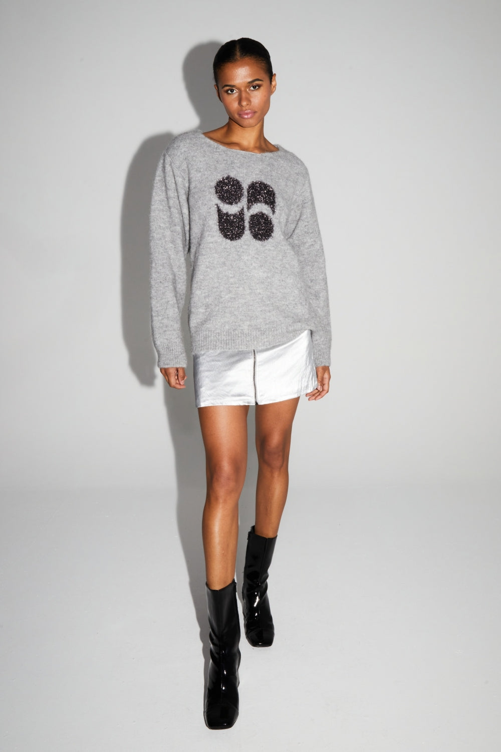 Pixie Gray Knit 100% Extra Virgin Wool Made in Portugal