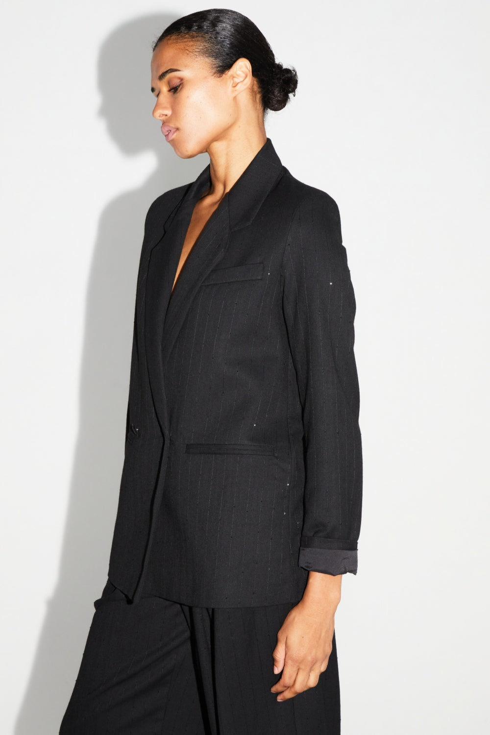 Shine Black Ema Blazer Made In Italy