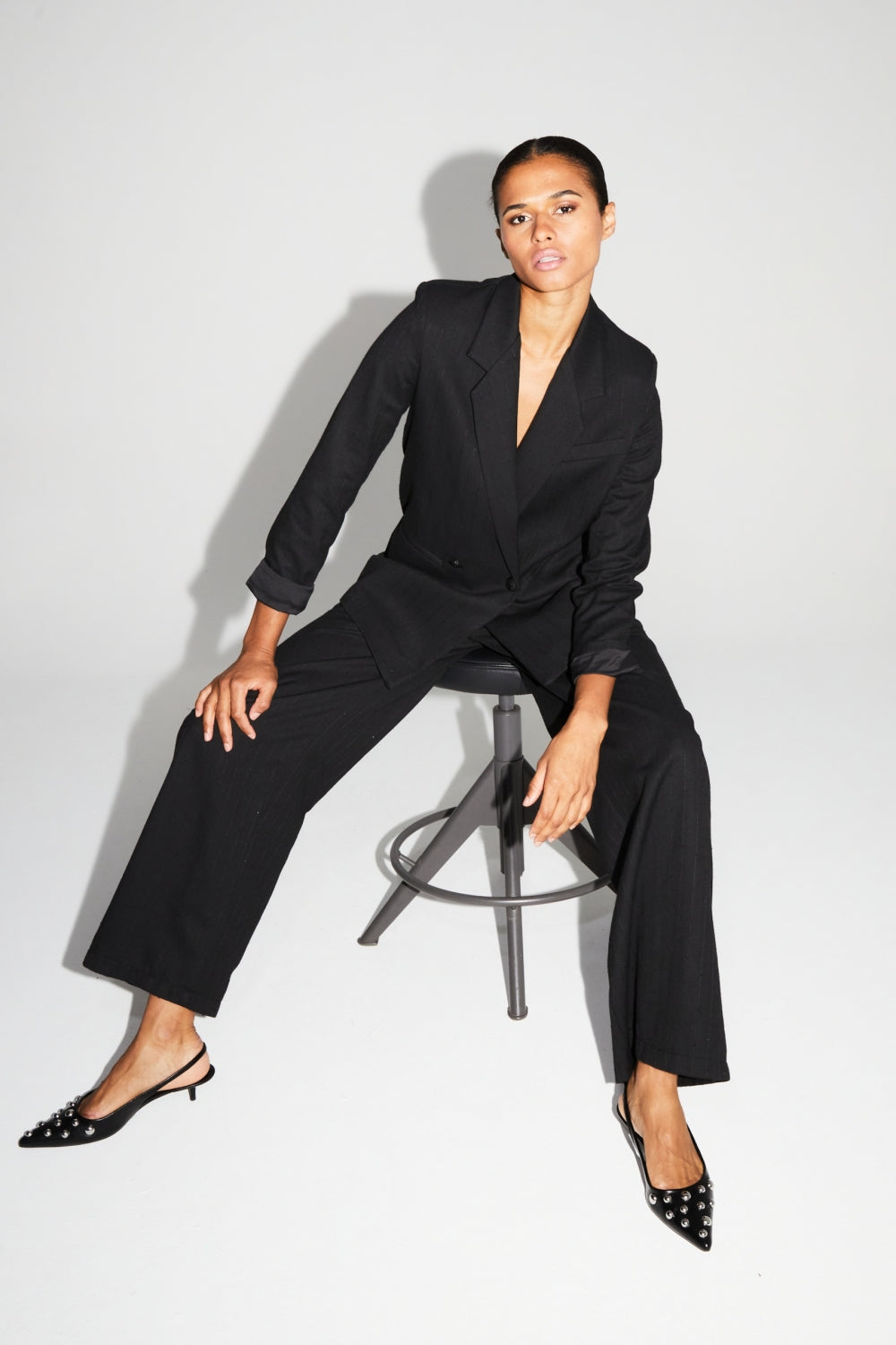 Shine Black Ema Blazer Made In Italy