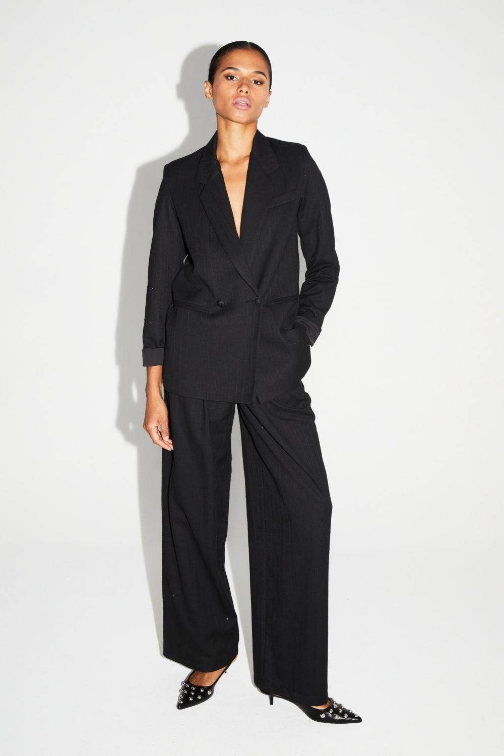 Shine Black Ema Blazer Made In Italy