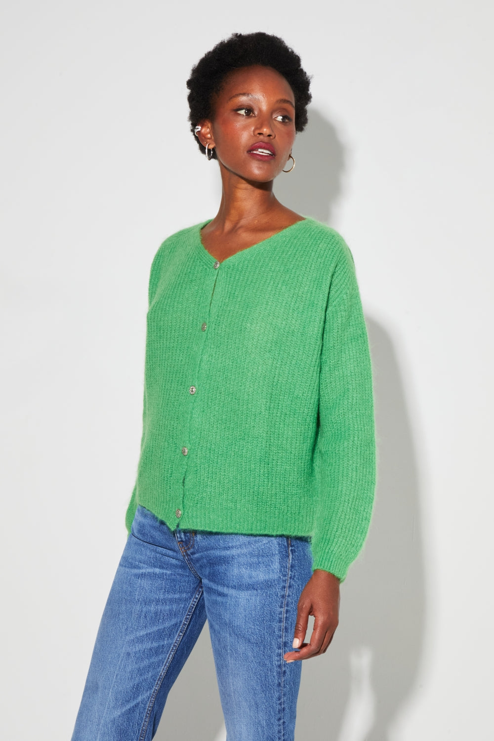 Angelo Baby Alpaca Green Cardigan Made In Italy