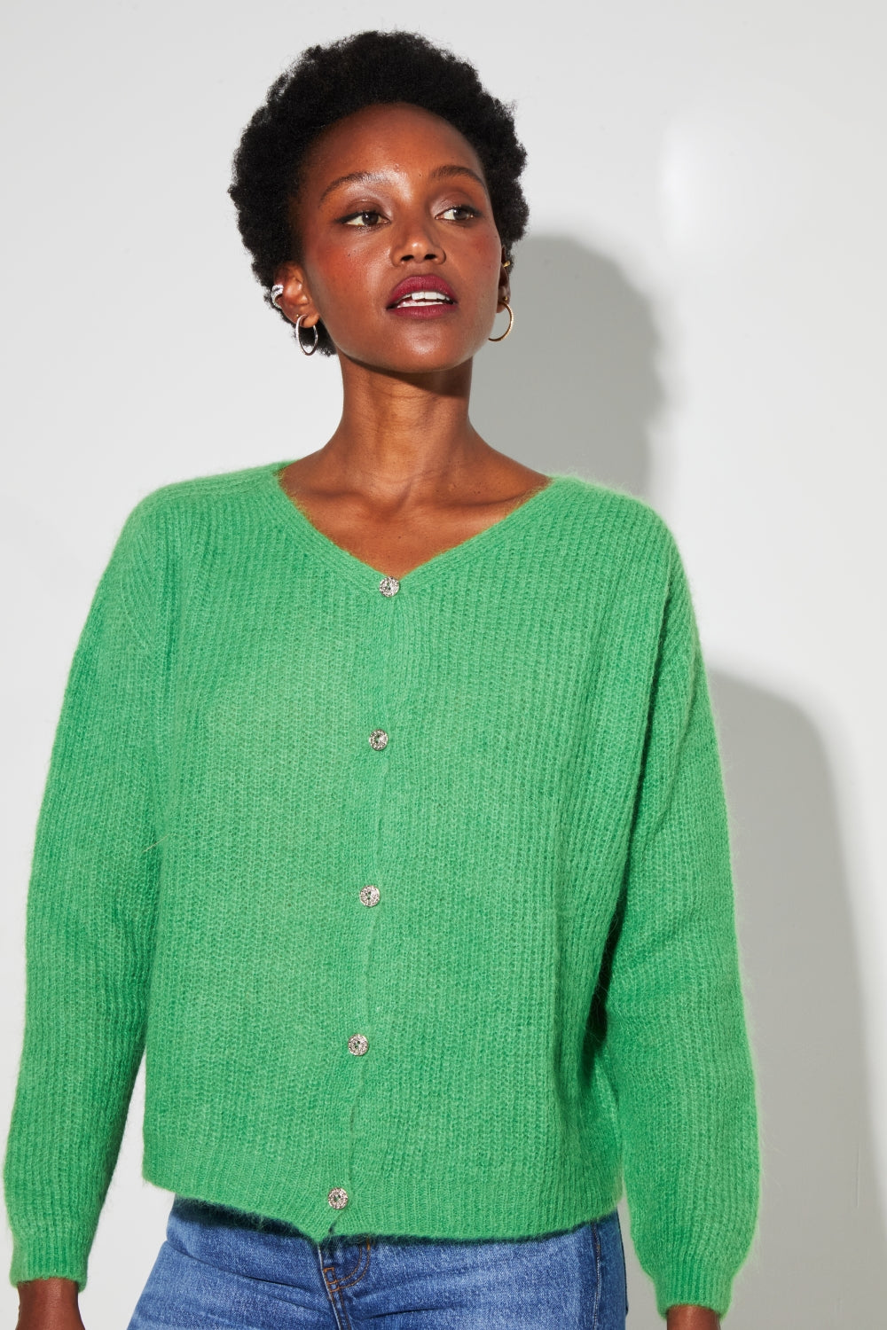 Angelo Baby Alpaca Green Cardigan Made In Italy