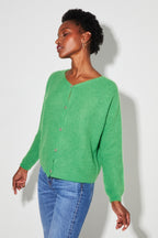 Angelo Baby Alpaca Green Cardigan Made In Italy