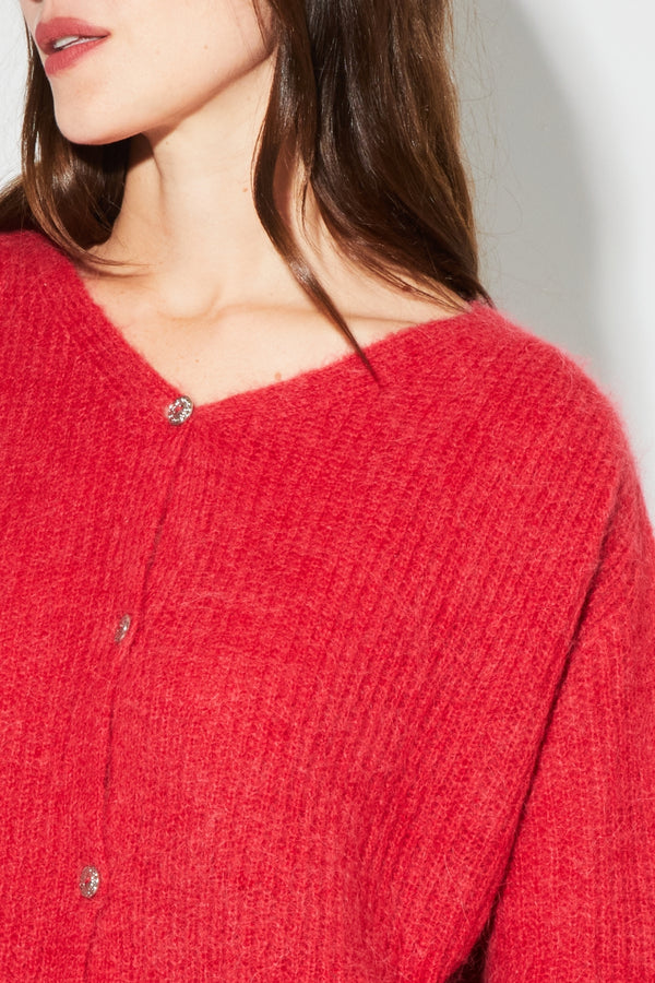 Cárdigan Angelo Baby Alpaca Rojo Hecho En Italia