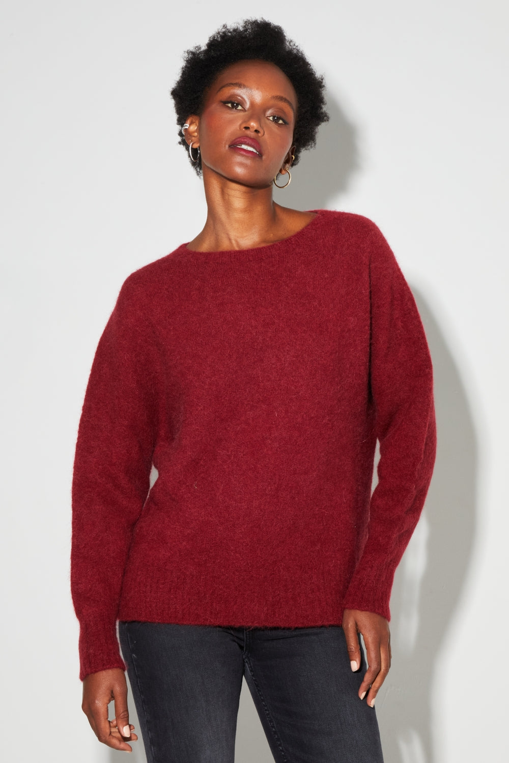 Gabrielle Knit In Burgundy Baby Alpaca Made In Italy