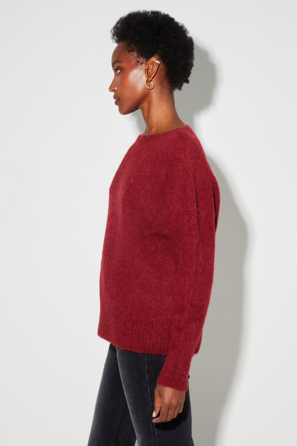 Gabrielle Knit In Burgundy Baby Alpaca Made In Italy
