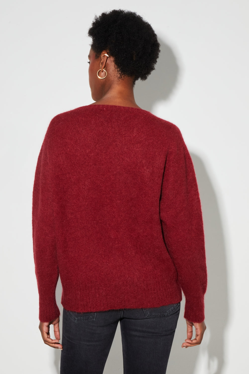 Gabrielle Knit In Burgundy Baby Alpaca Made In Italy