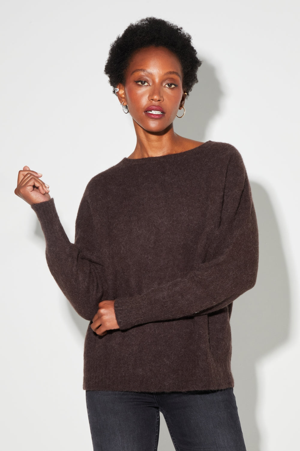 Gabrielle Knit In Chocolate Baby Alpaca Made In Italy