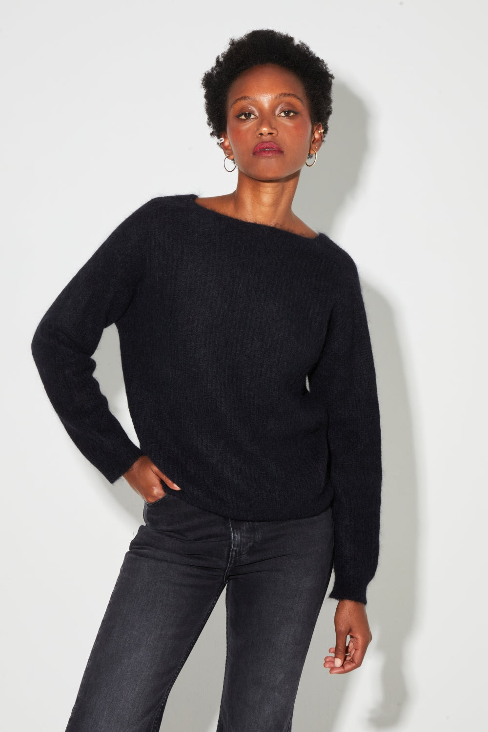 Pull Romy Baby Alpaca Black Gemaakt In Italië - Zwart