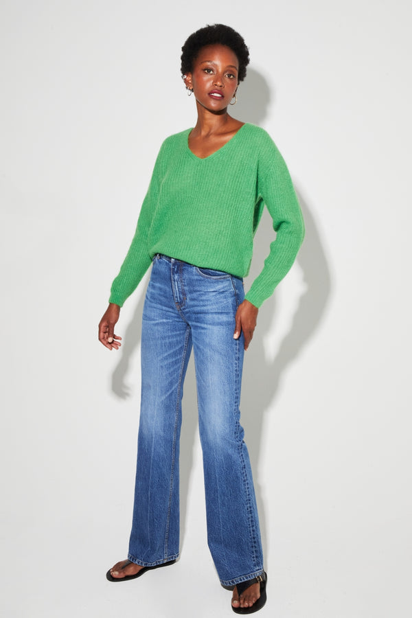 Romy Baby Alpaca Green Knit Made In Italy