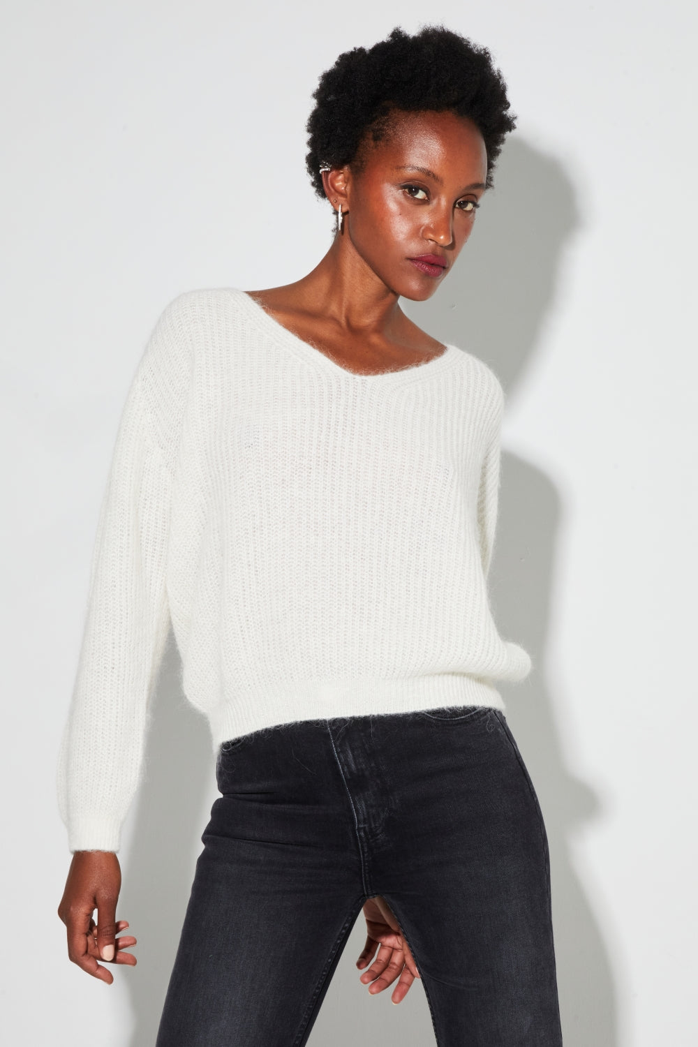 Romy Baby Alpaca White Knit Made In Italy
