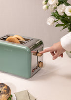 Toast Retro - Petit Grille Pain À Fentes Larges - Vert Sauge