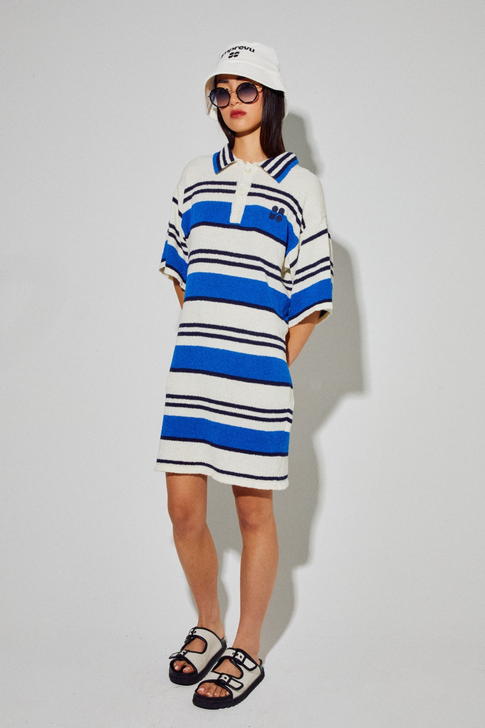 Dress Polo Ricky Blue En Fil De Coton Éponge, Tricotée En Italie - Vert