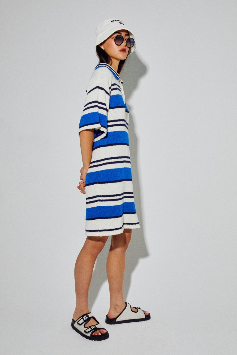Dress Polo Ricky Blue En Fil De Coton Éponge, Tricotée En Italie - Vert