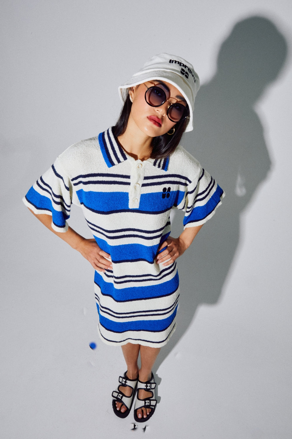 Dress Polo Ricky Blue En Fil De Coton Éponge, Tricotée En Italie - Vert