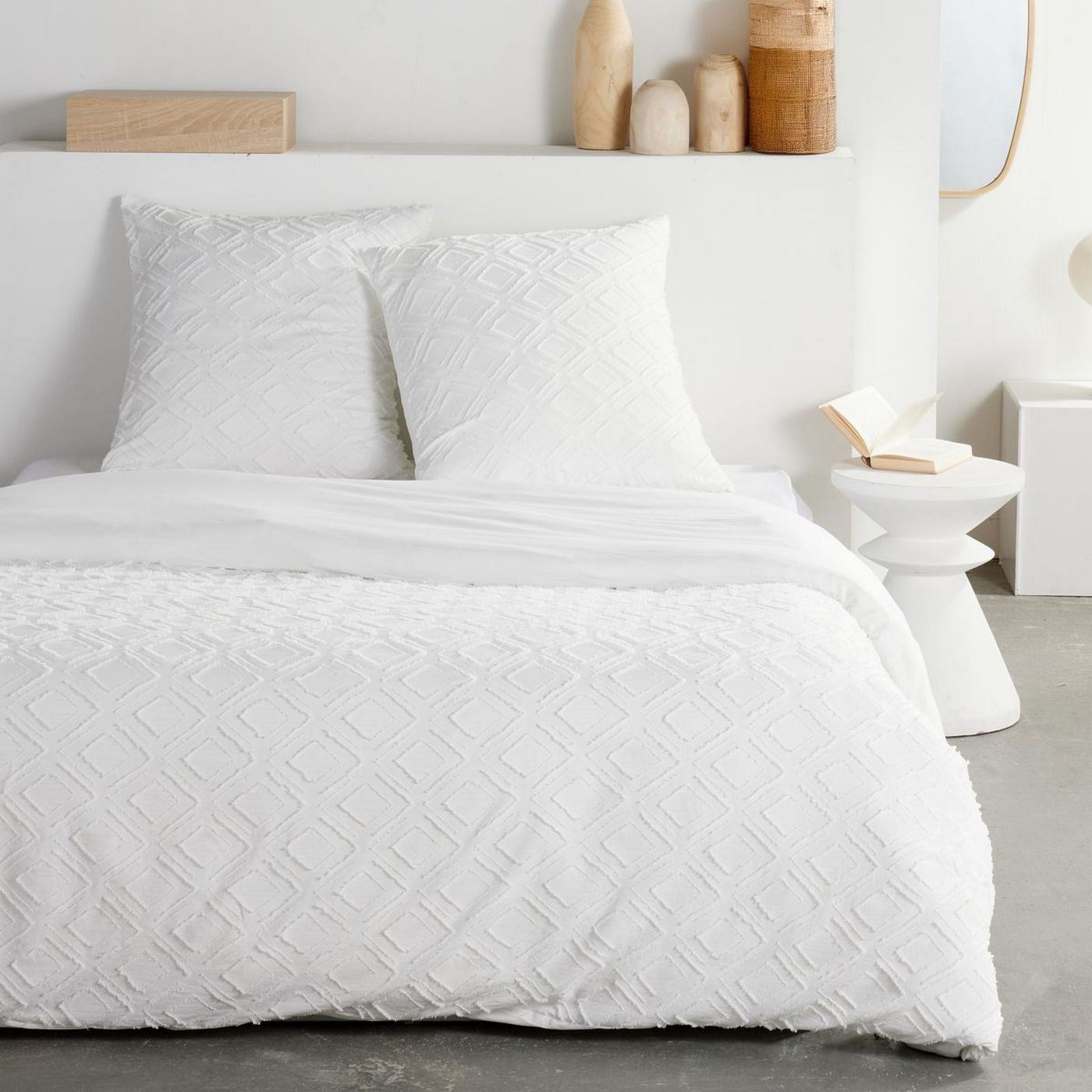 Textured Effect Bedding Set - Bed Set - Chalk