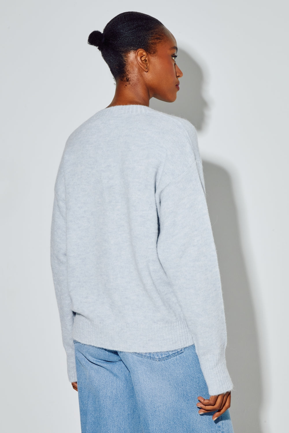 Cárdigan Mira Alpaca Azul Claro Hecho en Italia