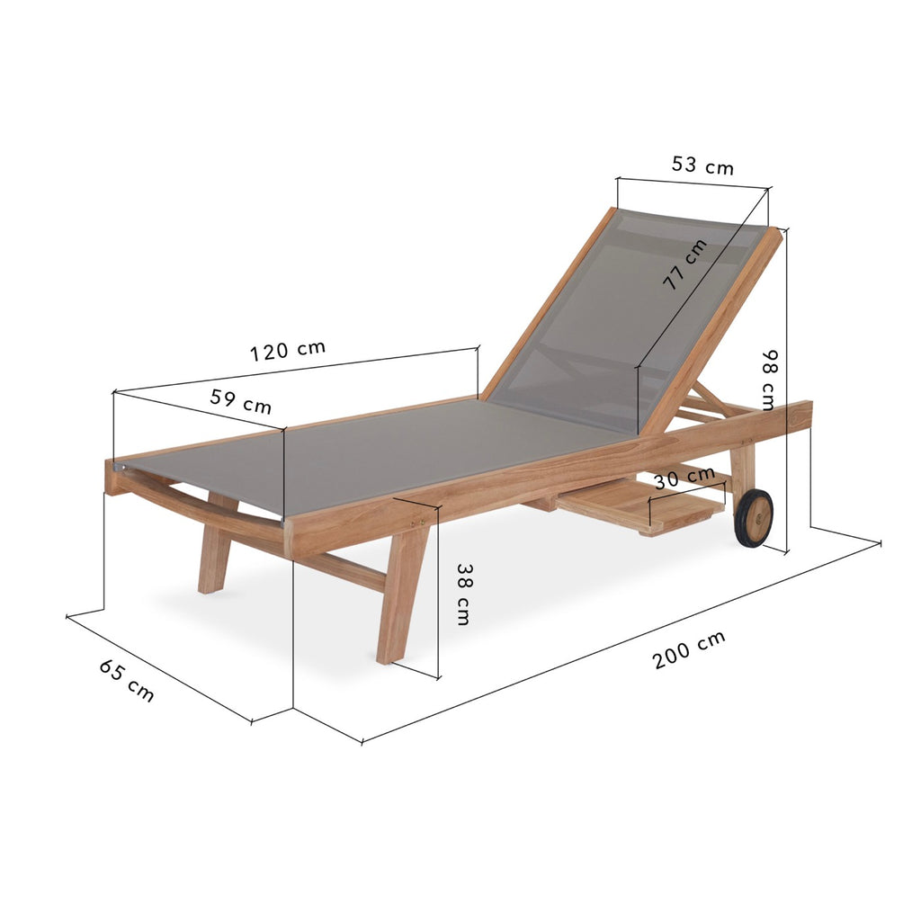 Gardena - Teak And Textilene Sun Lounger - Anthracite