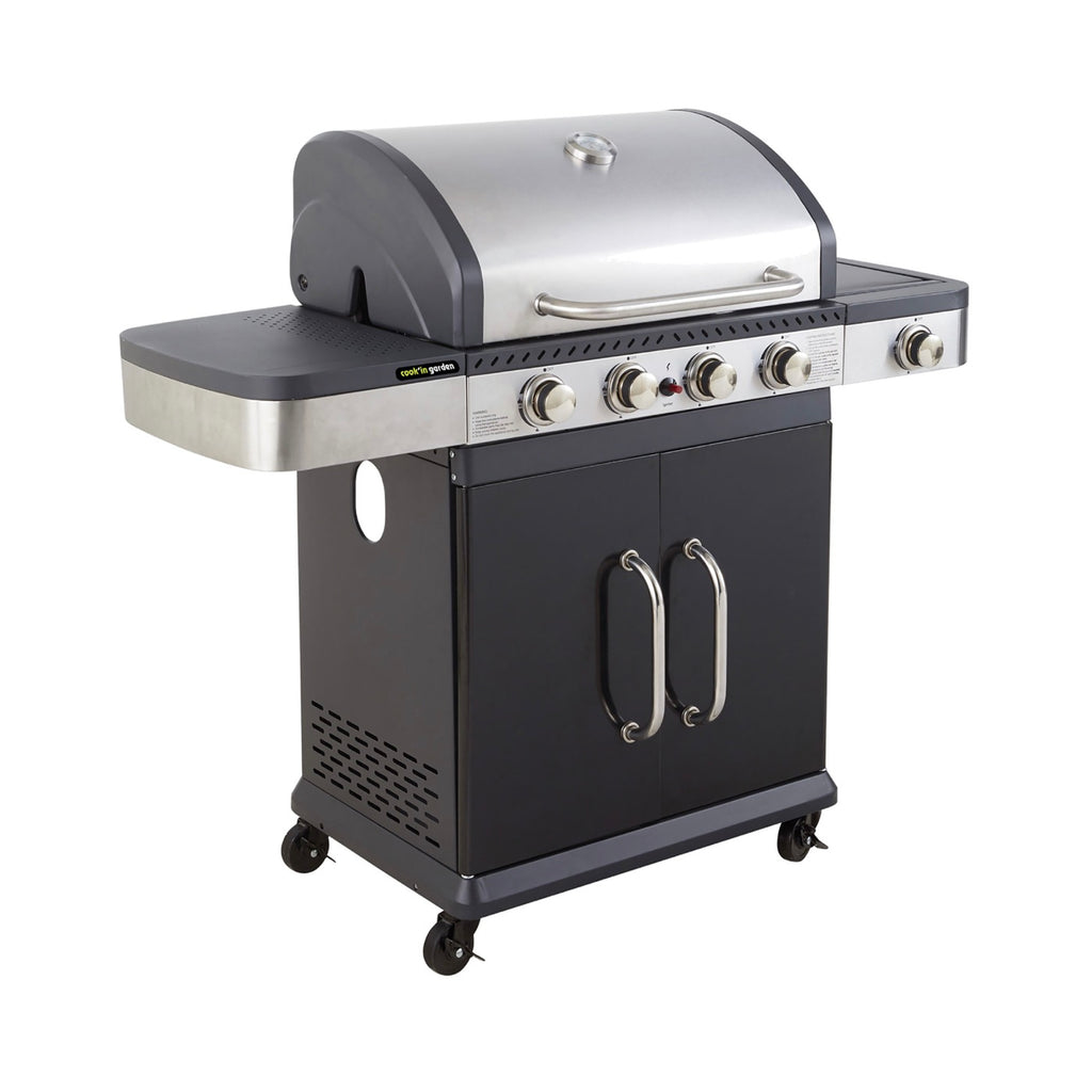 Fidgi - Gas Barbecue 4 Burners And Plancha - Black