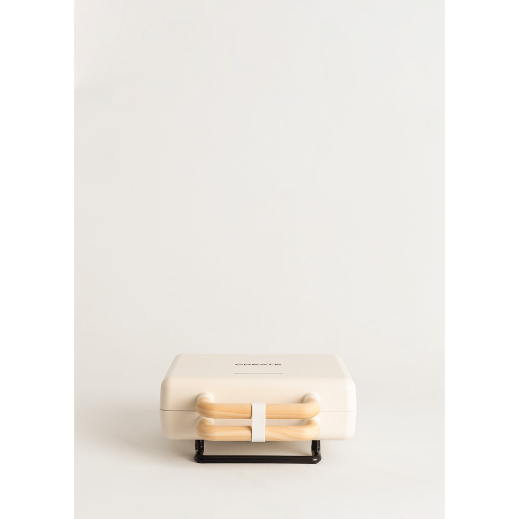 Stone Studio Double - Appareil À Croque-Monsieur, Grill & Gaufrier À Plaques Interchangeables - Blanc Cassé