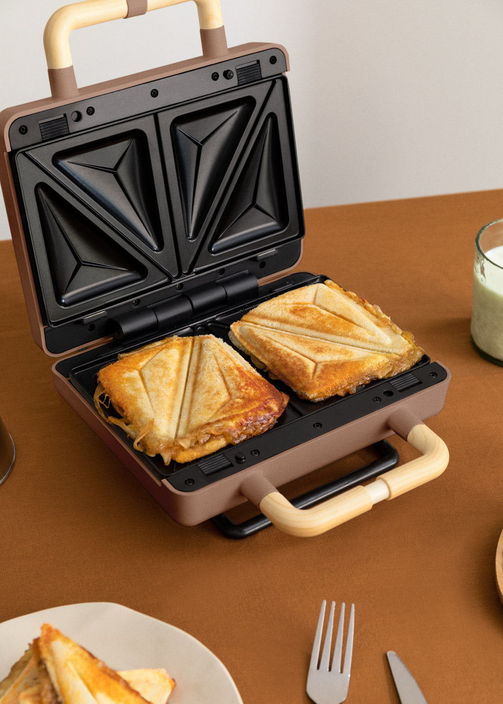 Stone Studio Double - Appareil À Croque-Monsieur, Grill & Gaufrier À Plaques Interchangeables - Moca - Double