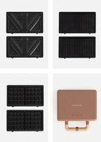 Stone Studio Double - Appareil À Croque-Monsieur, Grill & Gaufrier À Plaques Interchangeables - Moca - Double