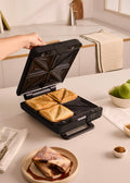 Stone Studio - Sandwichera Grill Y Gofrera De Placas Intercambiables - Negro