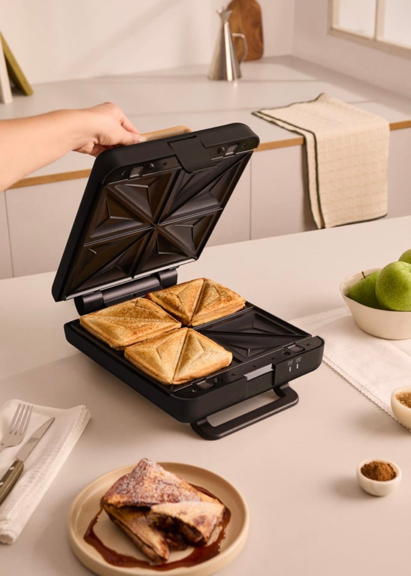 Stone Studio - Sandwichera Grill Y Gofrera De Placas Intercambiables - Negro