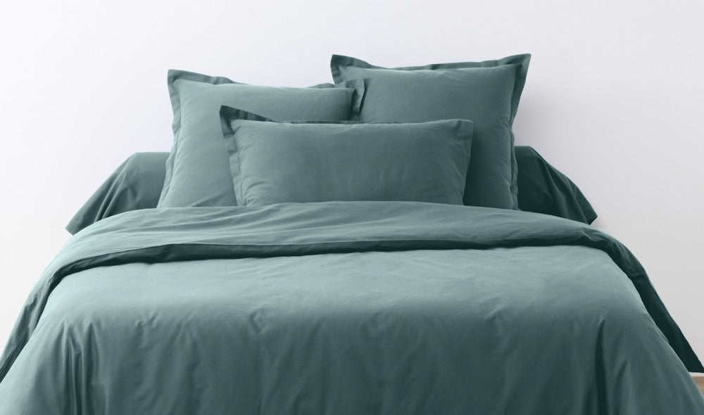 Essentiel - Set di 2 federe per cuscino - 100% cotone - Blu petrolio