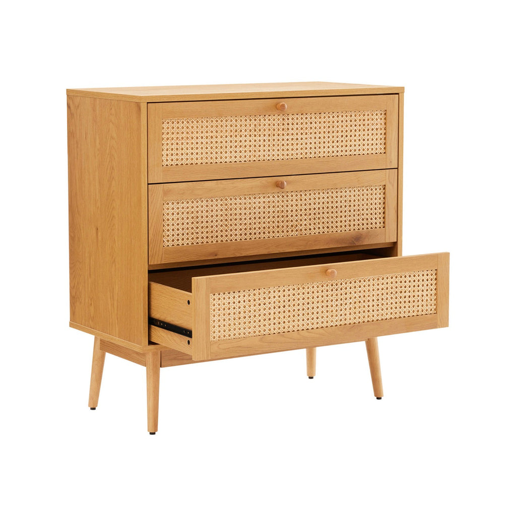 Lounea - 3 Drawer Chest With Canework - Natural