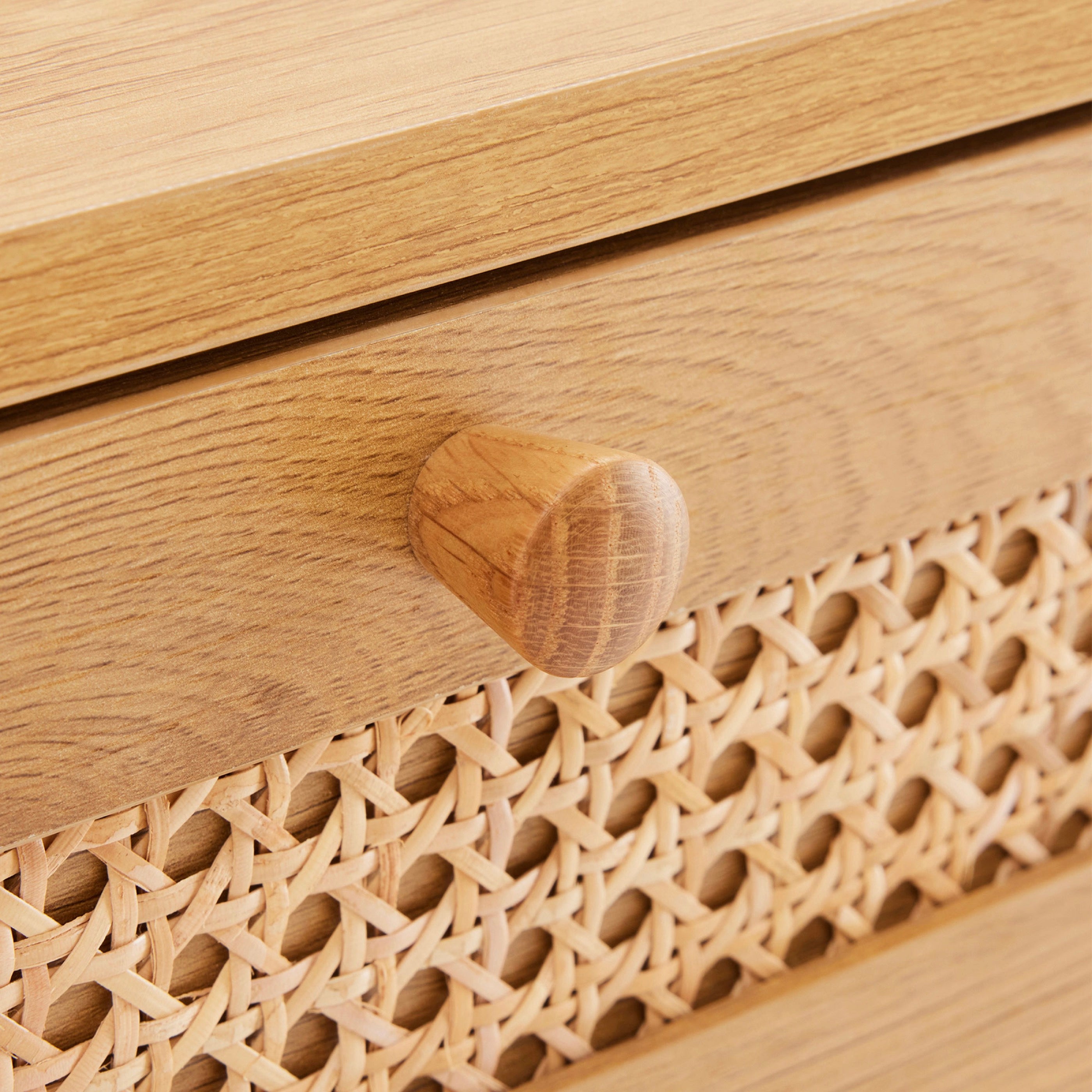 Lounea - Desk 1 Drawer 1 Niche With Canework - Natural