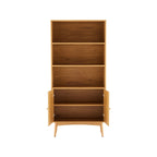Lounea - Bibliothèque 2 Portes Avec Cannage - Naturel