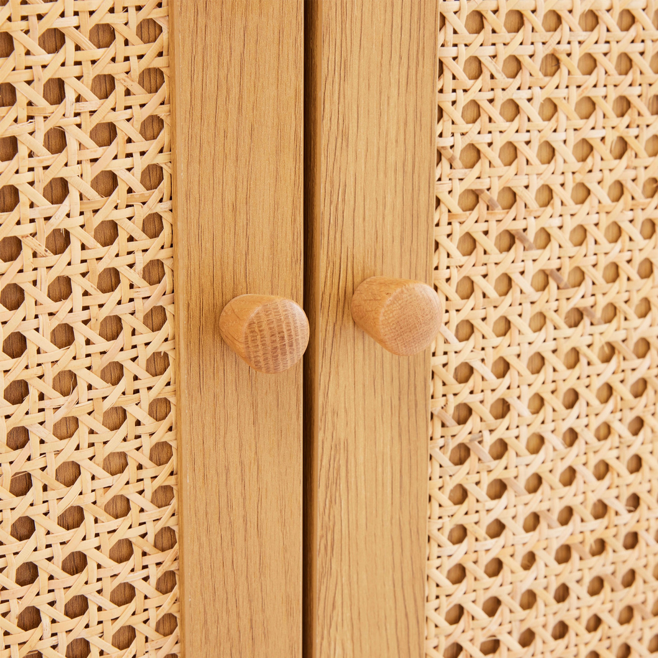 Lounea - Bibliothèque 2 Portes Avec Cannage - Naturel
