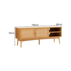 Lounea - Mueble para TV de 2 puertas con rejilla - Natural