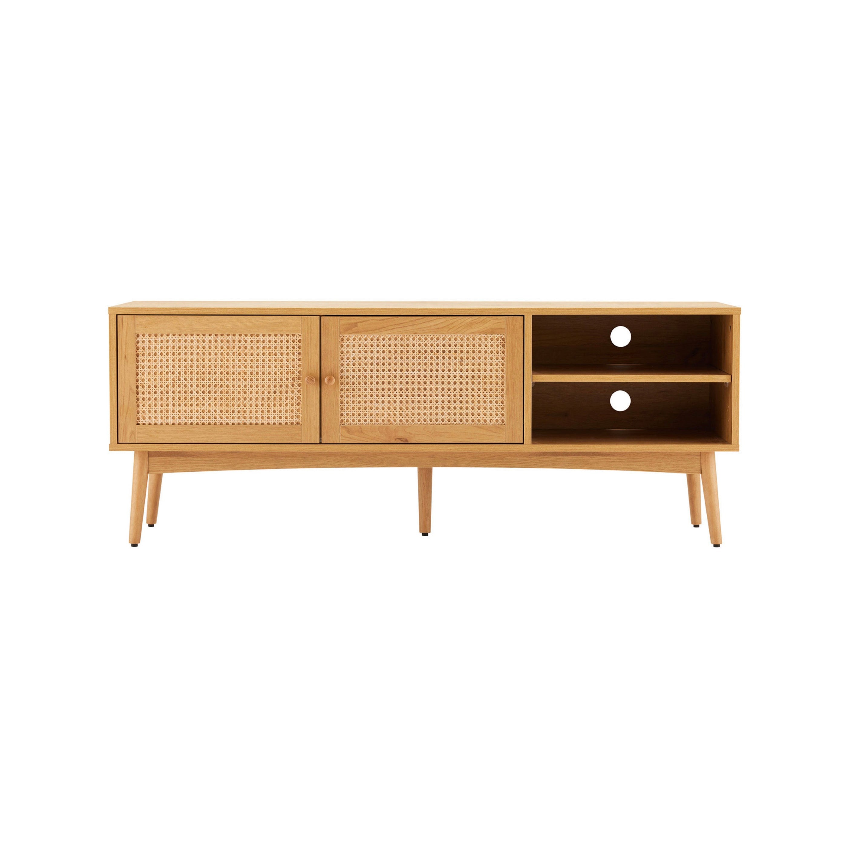 Lounea - Mueble para TV de 2 puertas con rejilla - Natural