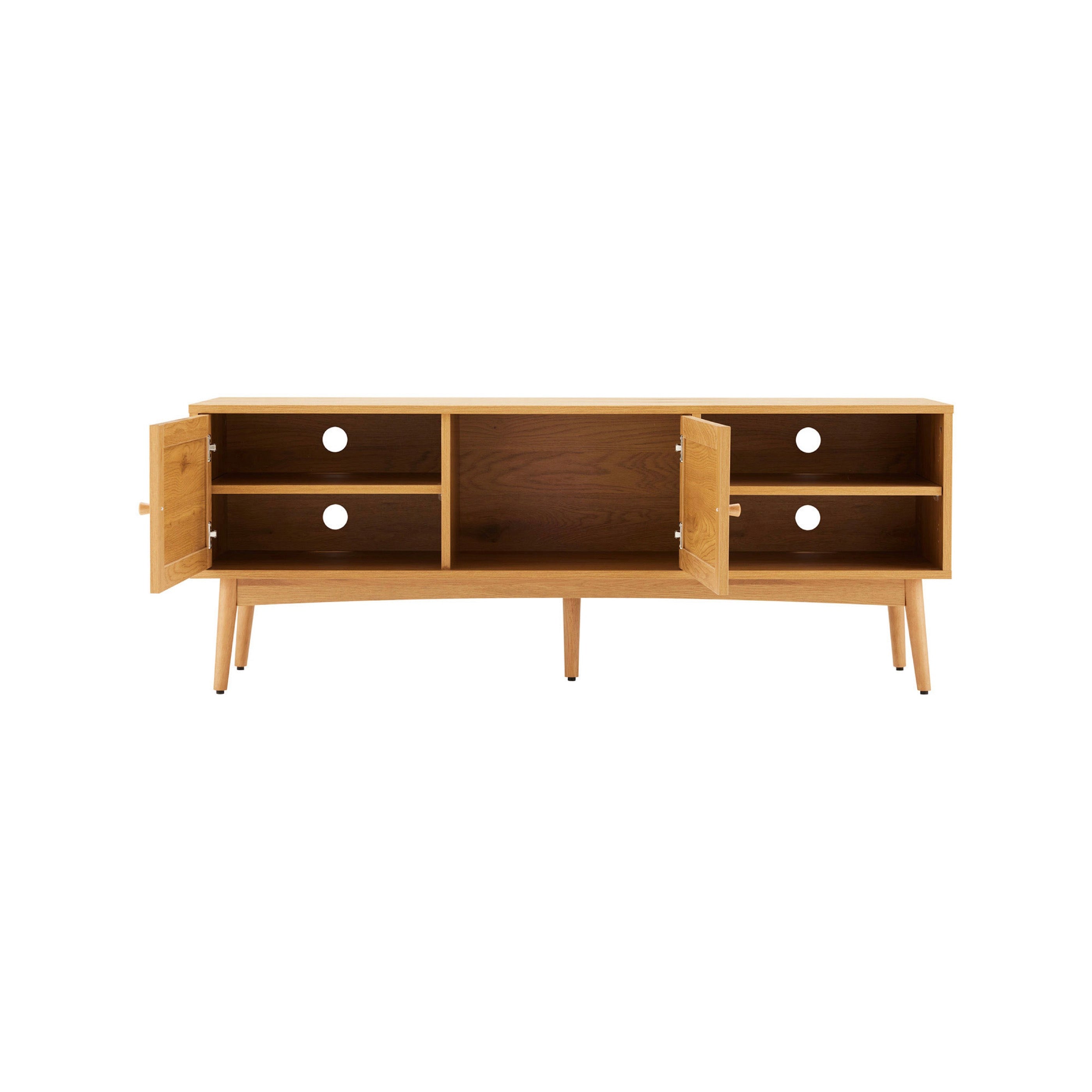 Lounea - Mueble para TV de 2 puertas con rejilla - Natural