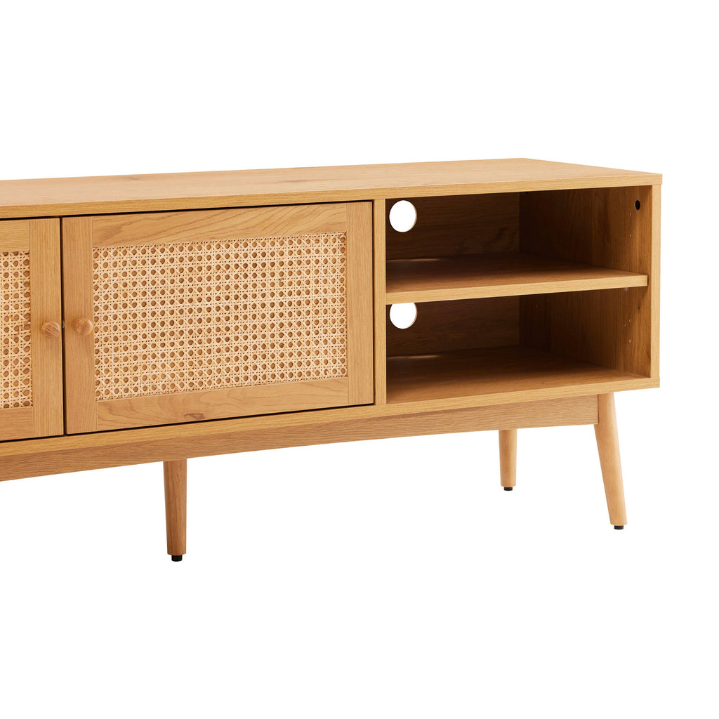 Lounea - Mueble para TV de 2 puertas con rejilla - Natural