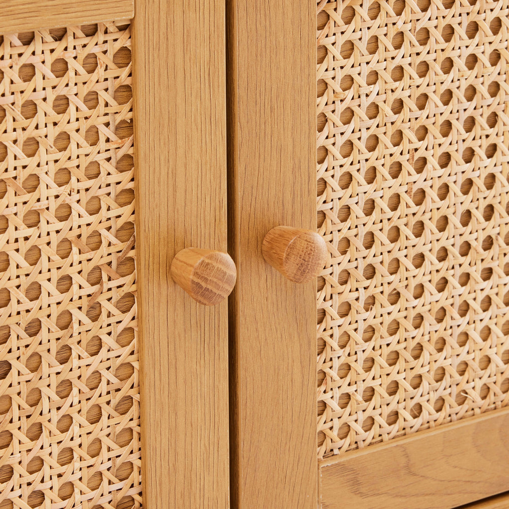 Lounea - Mueble para TV de 2 puertas con rejilla - Natural