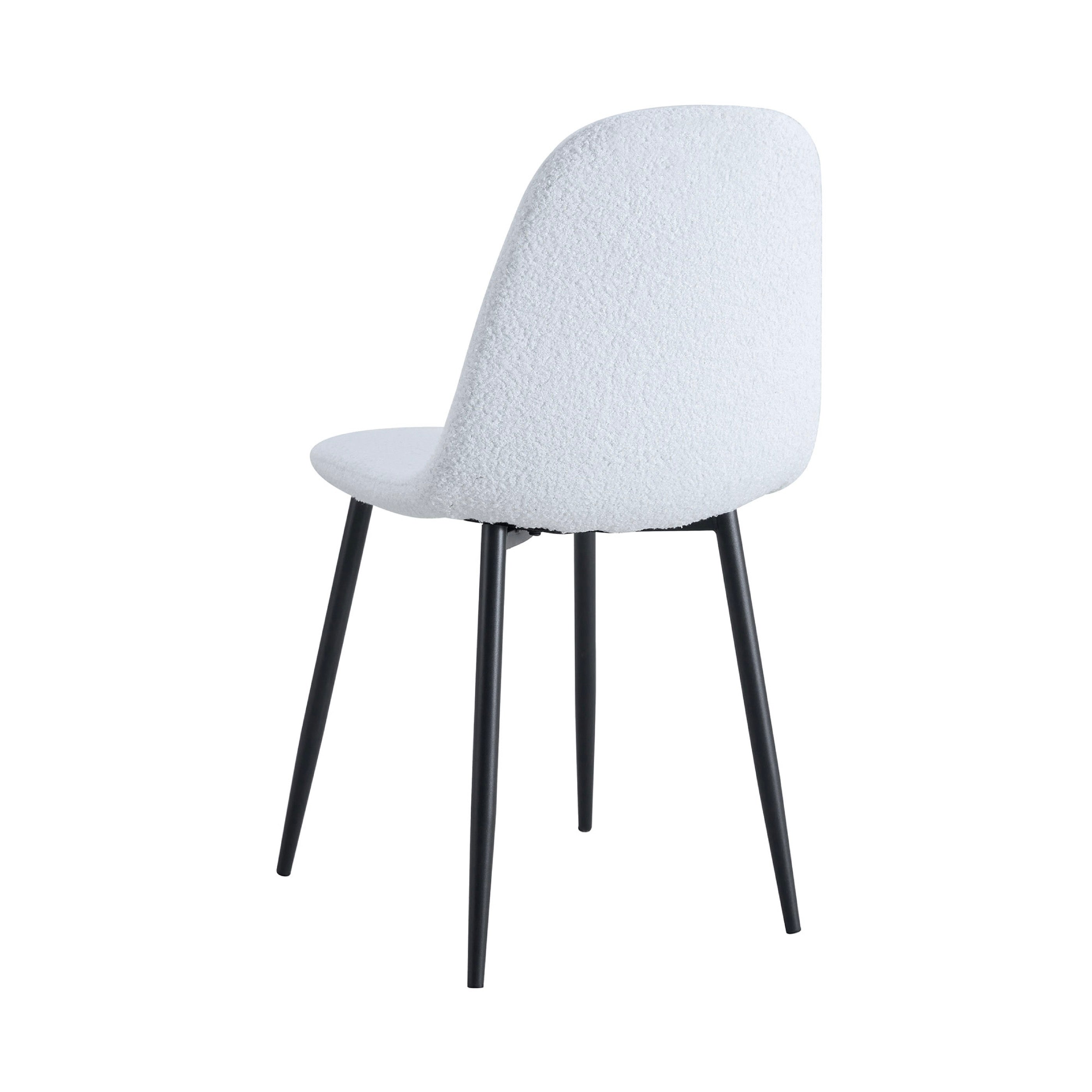 Lot De 4 Chaises En Tissu Bouclette - Blanc