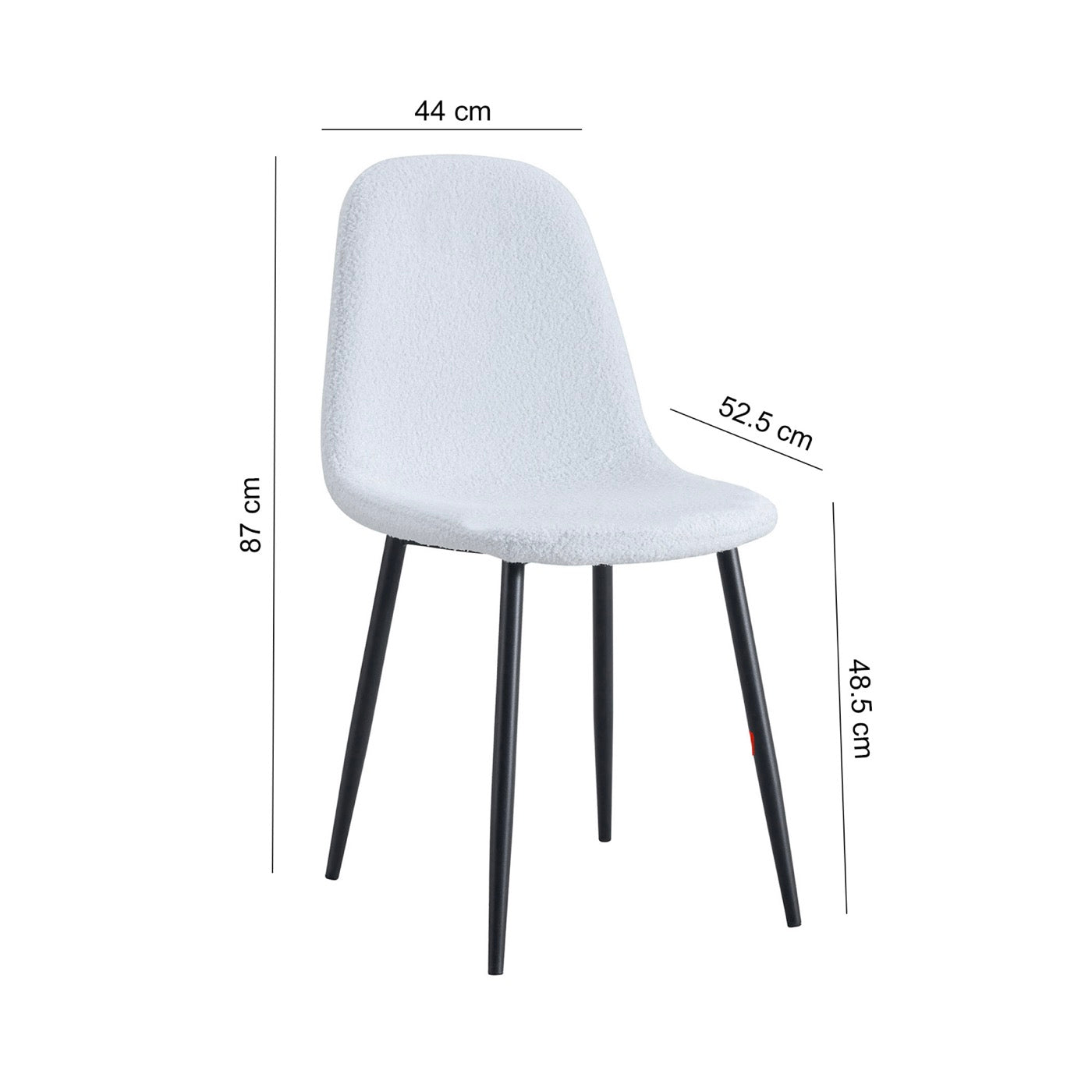 Lot De 4 Chaises En Tissu Bouclette - Blanc