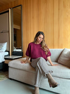 Gabriel checked wide-leg trousers with frills