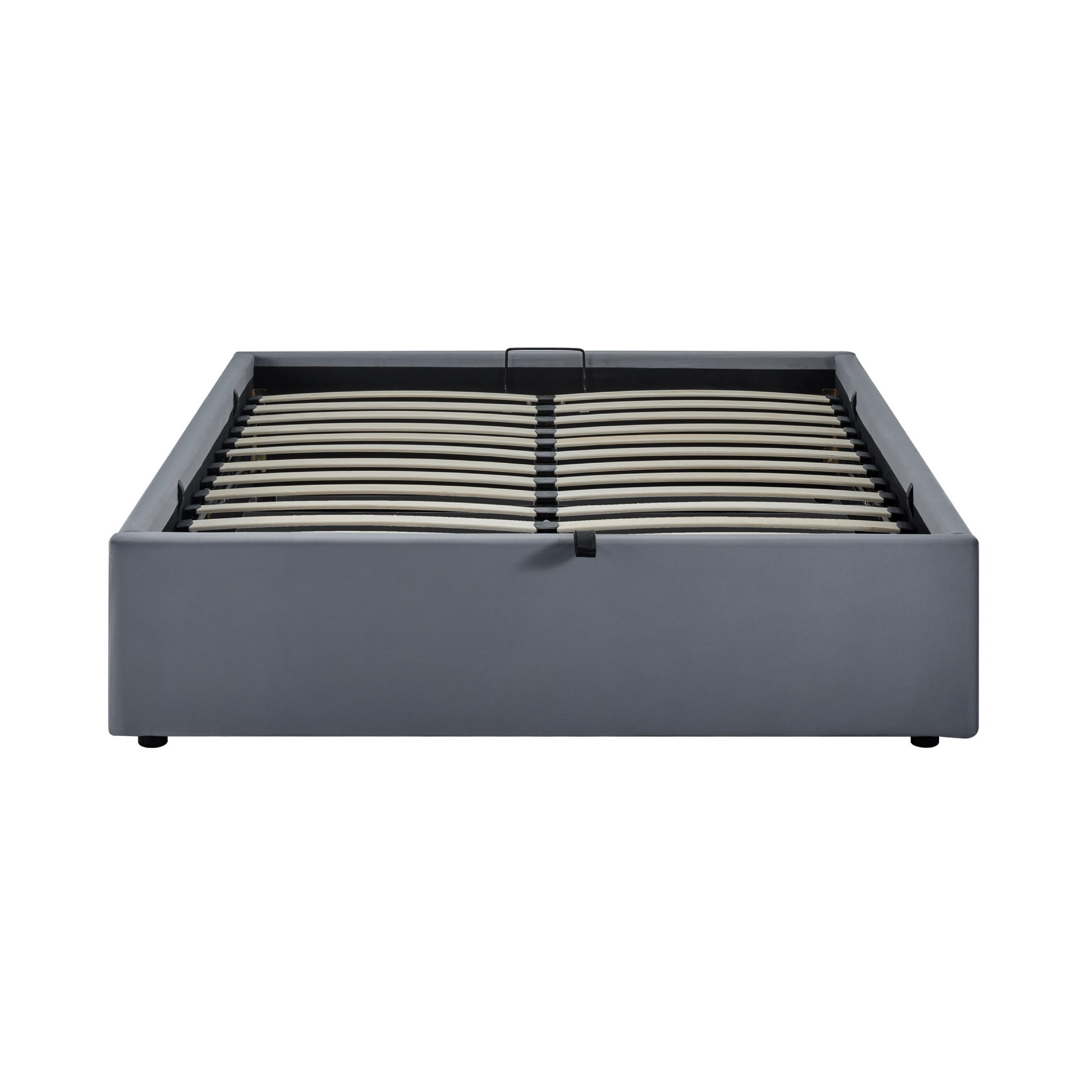 Parma - Velvet Storage Bed + Slatted Base - Gray