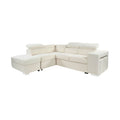 Sven - Canapé D'Angle À Gauche Convertible 7 Places Velours - Beige