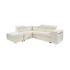 Sven - Canapé D'Angle À Gauche Convertible 7 Places Velours - Beige